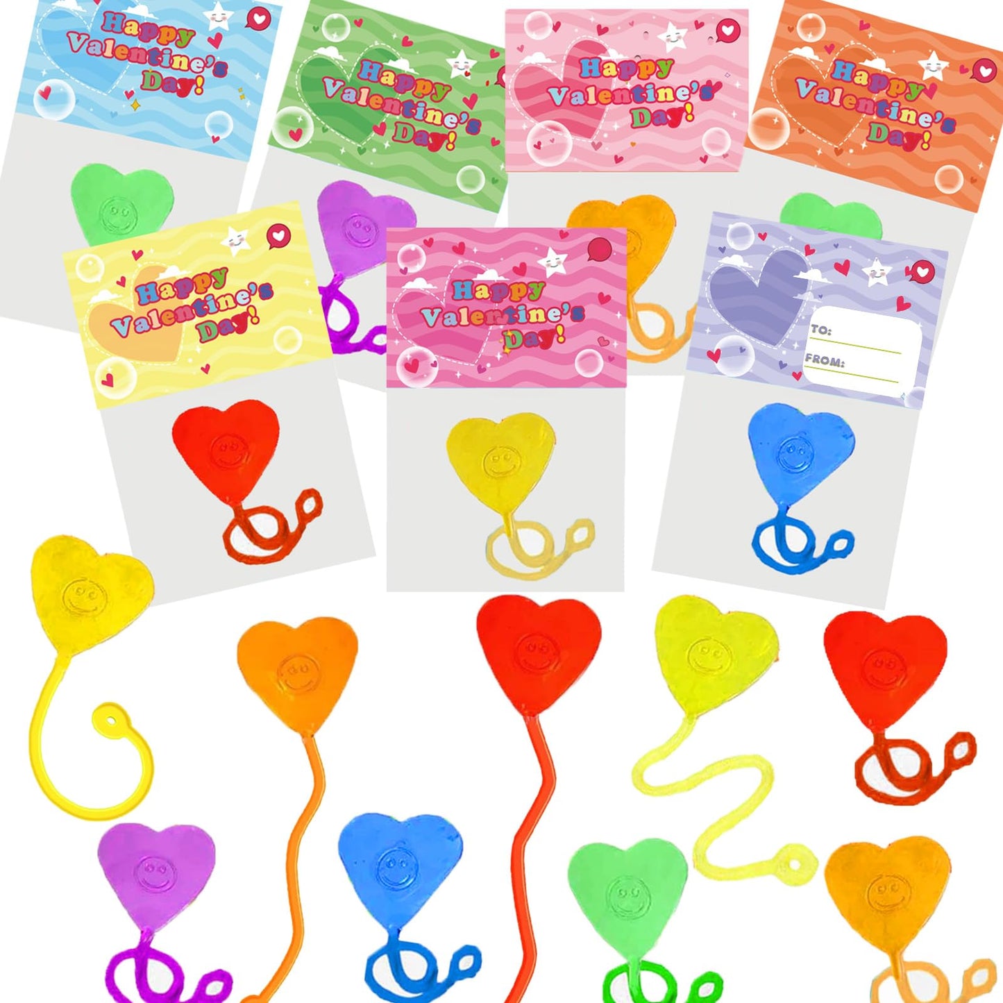 BEIGUO Valentine's Day Cards for Kids — 28 Pack Heart-Shaped Sticky Hands & Cards