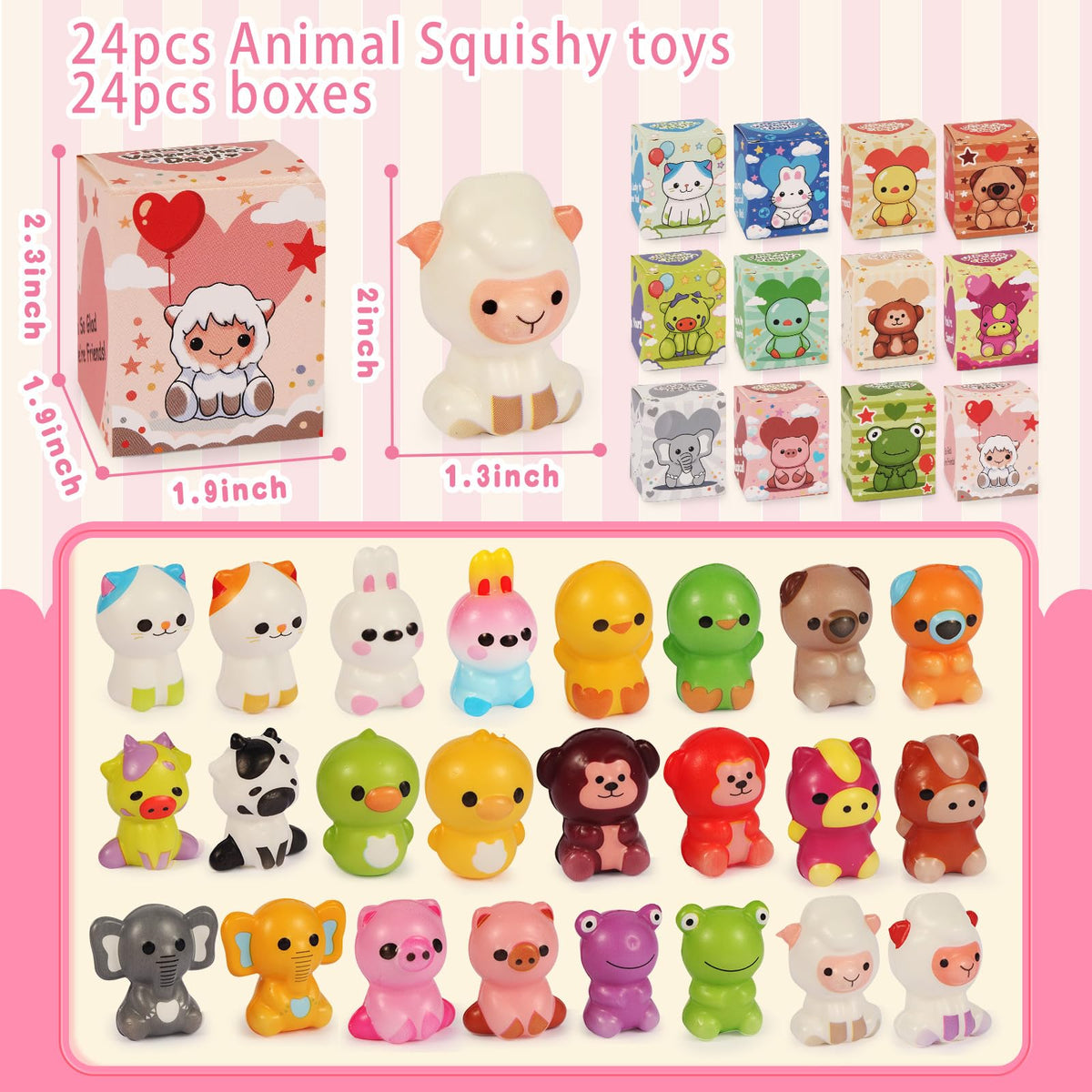 BEIGUO 24-Pack Valentine Cards for Kids – Slow Rising Squishy Toys & Gift Boxes