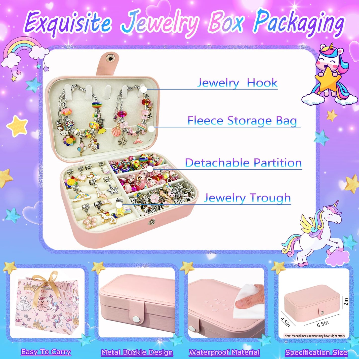 BEIKEETOO Charm Bracelet Kit for Girls 8-12 – DIY Bead Jewelry Set