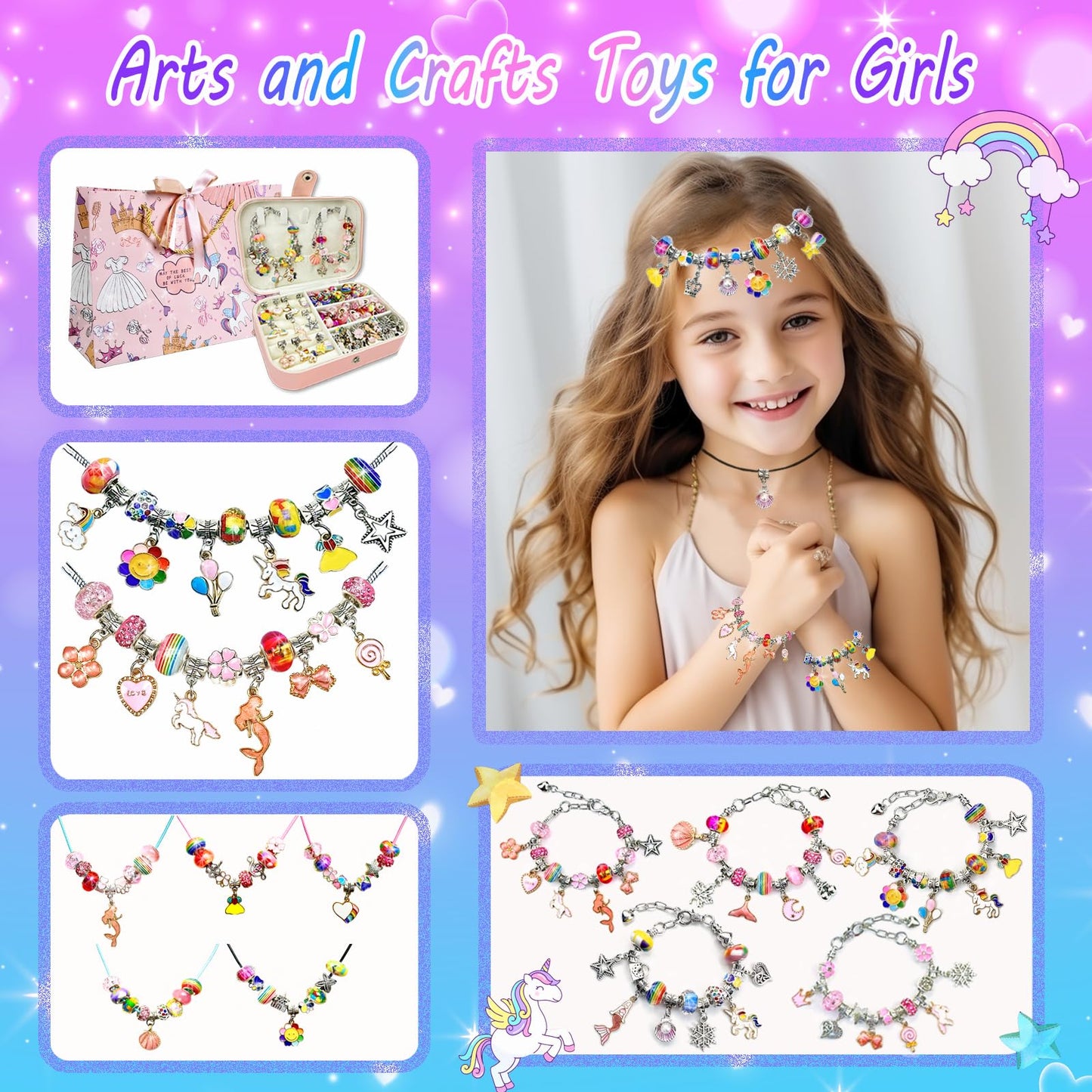 BEIKEETOO Charm Bracelet Kit for Girls 8-12 – DIY Bead Jewelry Set