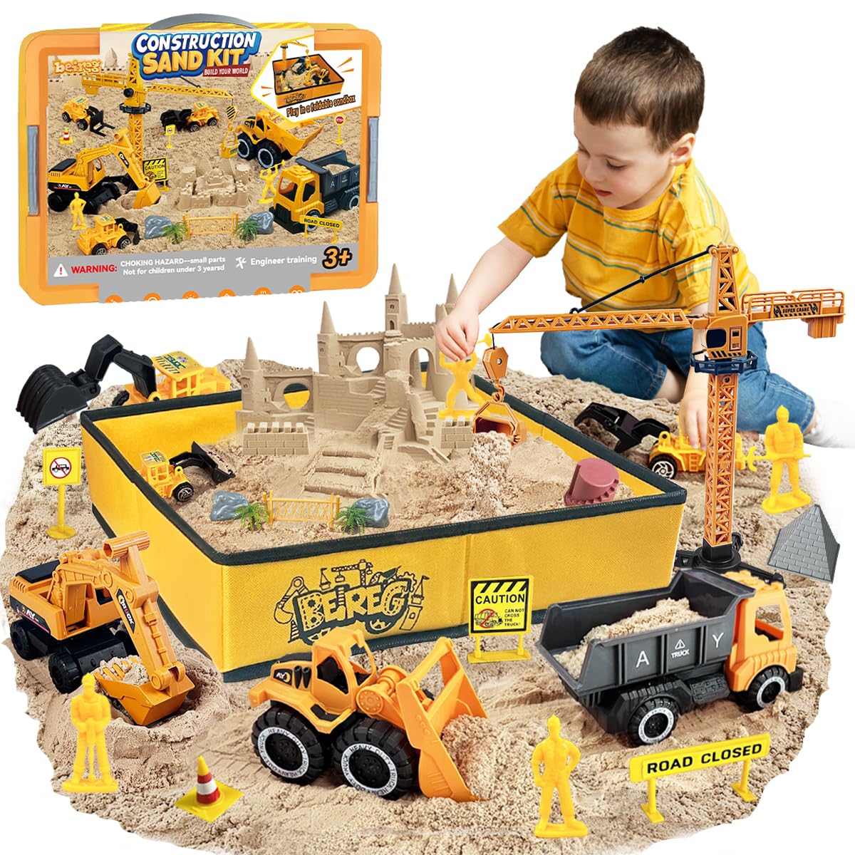 BEIREG Construction Sensory Sand Kit – 42-Piece STEM Build Set