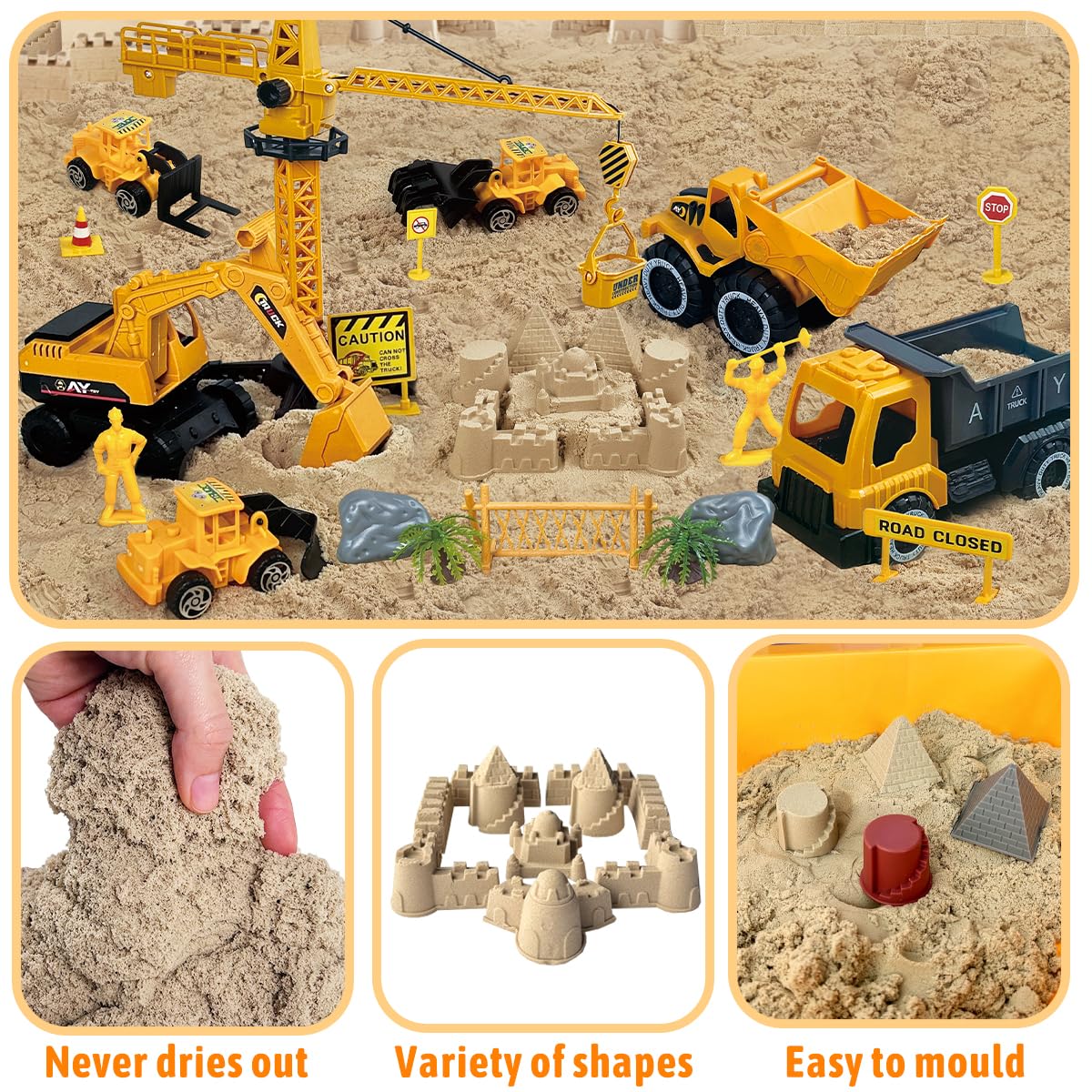 BEIREG Construction Sensory Sand Kit – 42-Piece STEM Build Set
