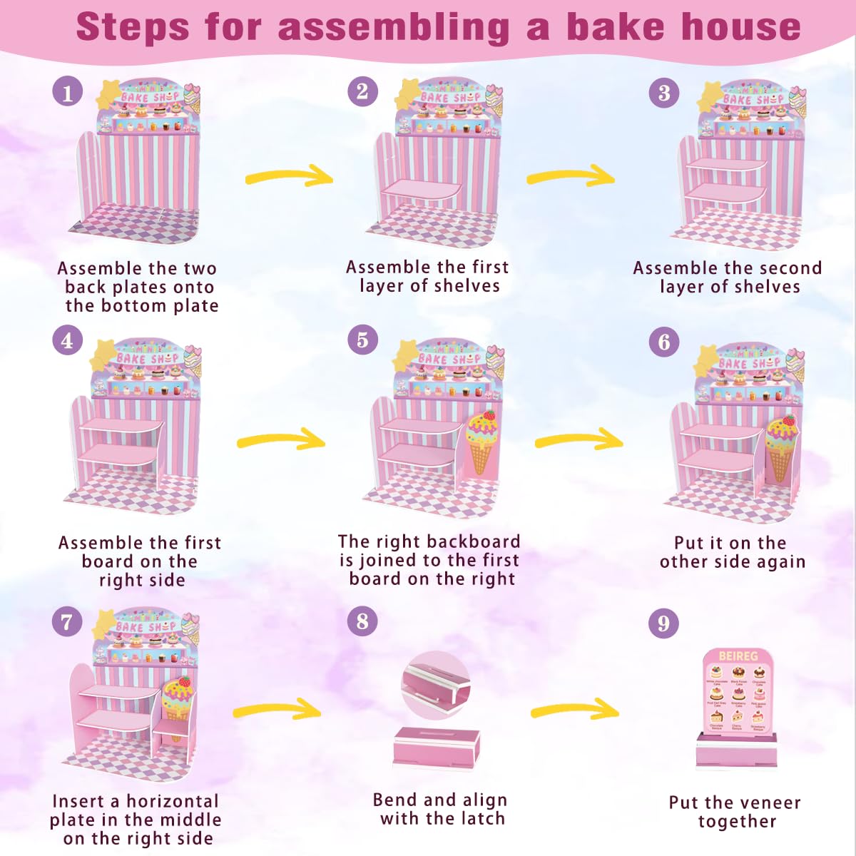 BEIREG Mini Bake Shop DIY Toy Set – 14+ Pretend Desserts & Cakes, Resin & Clay Kitchen Play Kit