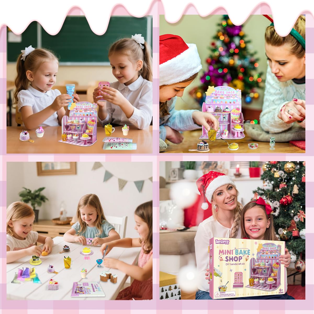BEIREG Mini Bake Shop DIY Toy Set – 14+ Pretend Desserts & Cakes, Resin & Clay Kitchen Play Kit