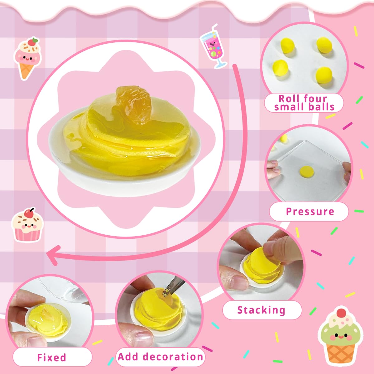 BEIREG Mini Bake Shop DIY Toy Set – 14+ Pretend Desserts & Cakes, Resin & Clay Kitchen Play Kit