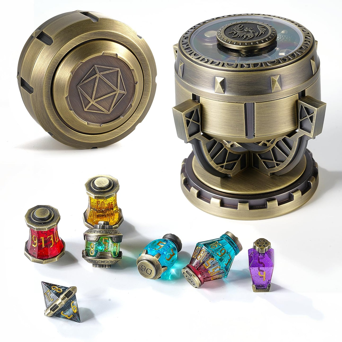 Beisaisi 2026 DND Dice Set – Alchemist’s Metallic Elixir Bronze 7‑Piece Dice for D&D, MTG & Tabletop