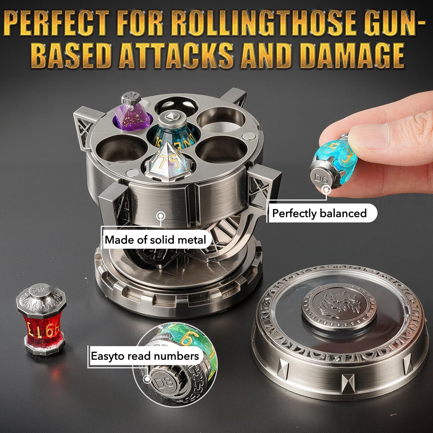 Beisaisi 2026 DND Dice Set – Alchemist’s Metallic Elixir 7-Piece Metal Dice, Vintage Chalice Box