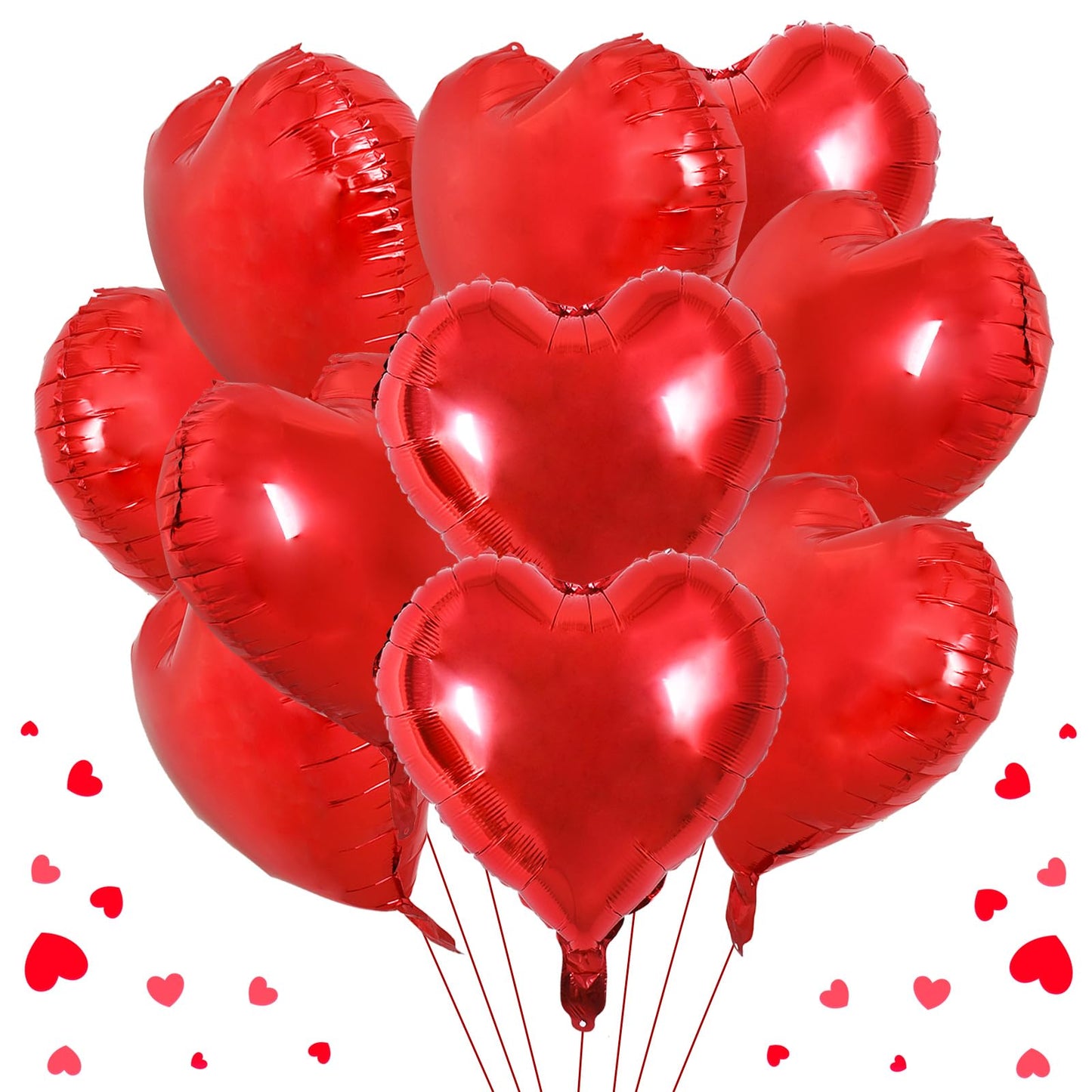 BEISHIDA 20 Pcs 18-Inch Red Heart Balloons – Romantic Foil Balloons for Proposals, Valentine’s Day, Weddings