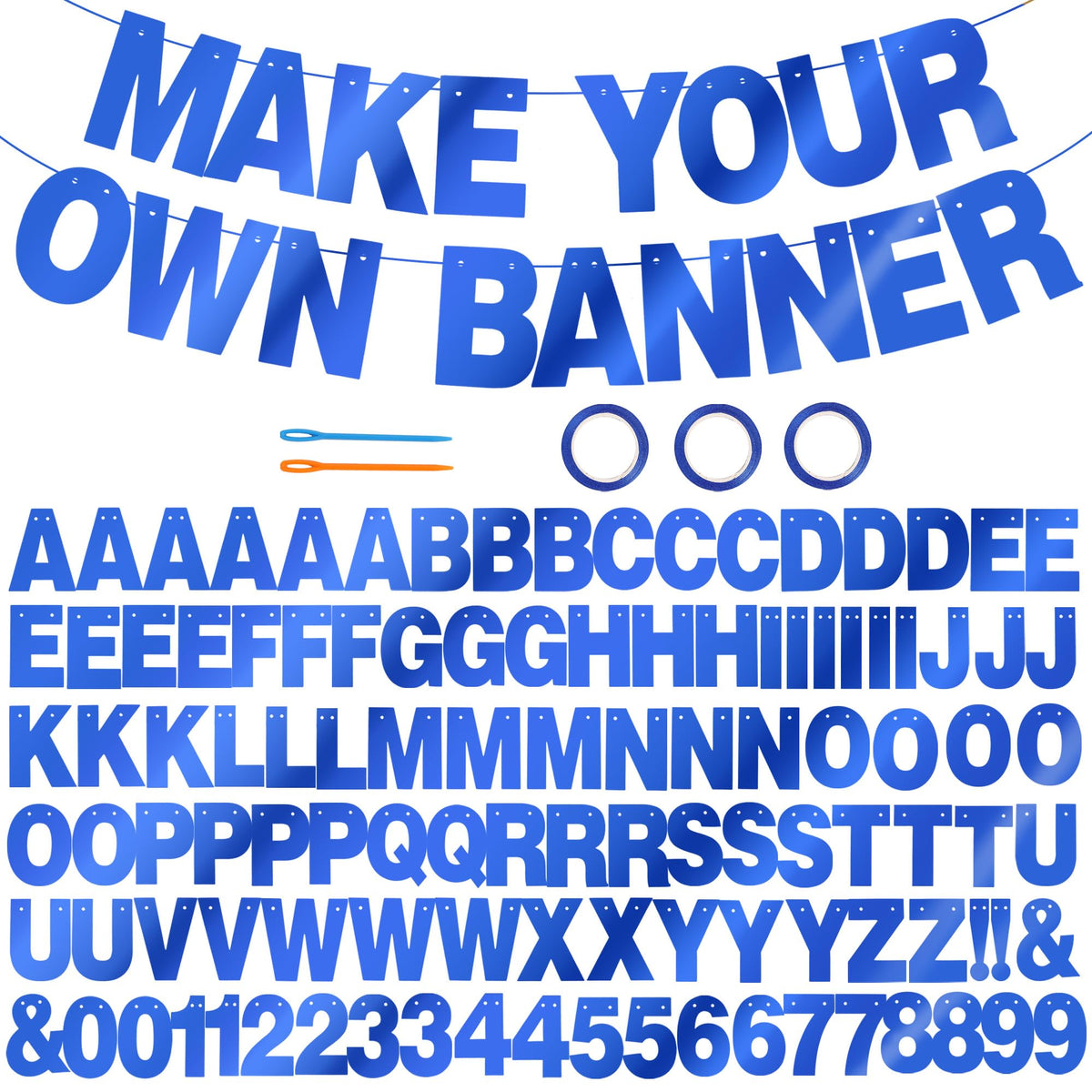 BEISHIDA Double-Sided Blue 116 PCS DIY Letter Banner Kit – Create Custom Birthday, Graduation, and Wedding Decor