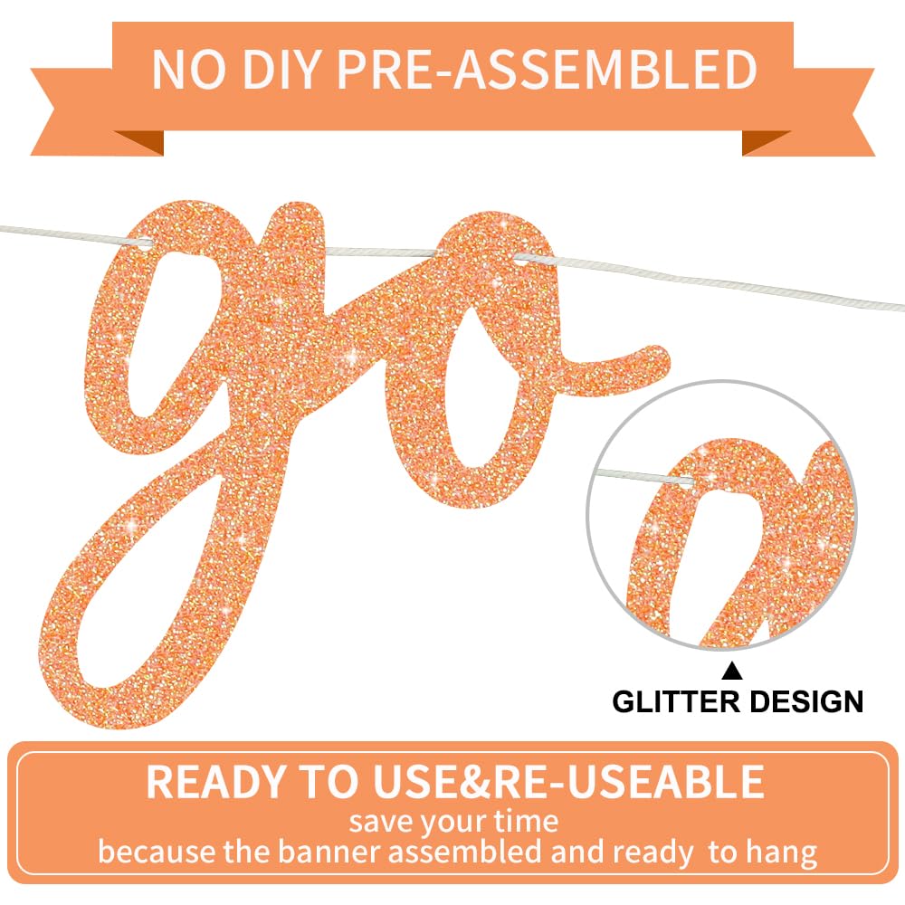 BEISHIDA Glitter Light Orange Go Shawty Its Your Birthday Banner 11.4ft - Pre-Strung Hip Hop Theme Party Decor