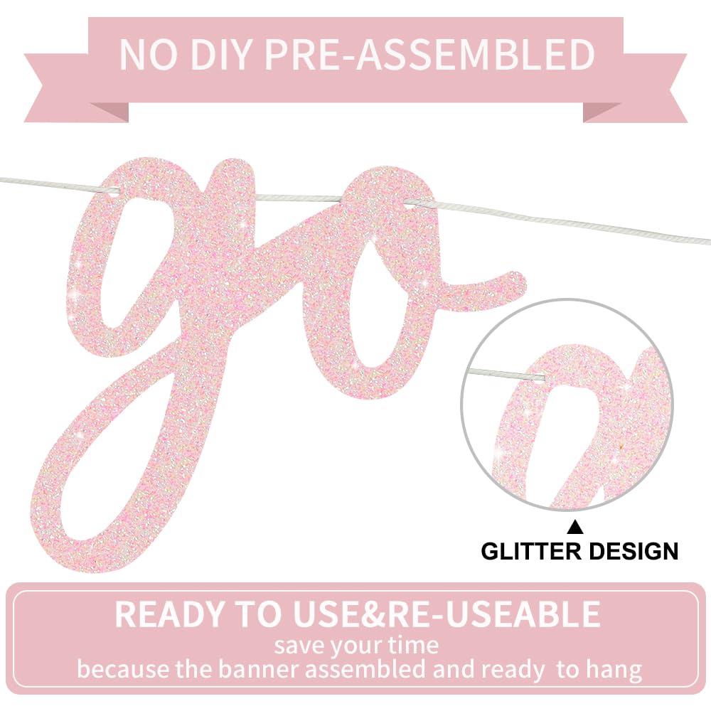 BEISHIDA Light Pink Go Shawty It's Your Birthday Banner – 11.4ft, Pre-Strung Glitter Hip Hop Theme