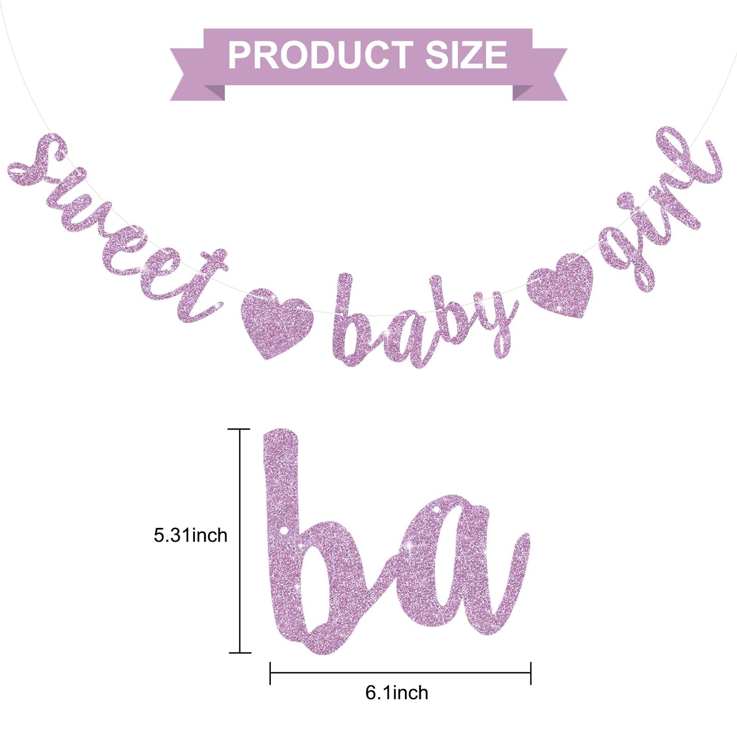 BEISHIDA Light Purple Glitter Girl Baby Banner – Pre-Strung, No DIY, Ready to Hang