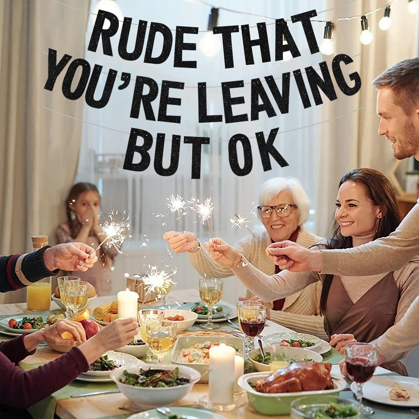 BEISHIDA Glitter Rude Youre Leaving Banner – Pre-Strung Going Away Party Decor