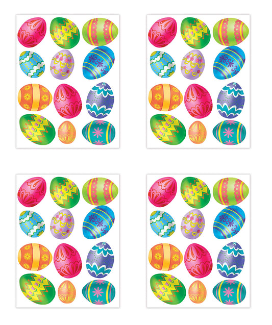 Beistle Color Bright Easter Egg Stickers – 48 Assorted Designs in 4 Sheets | Made in USA
