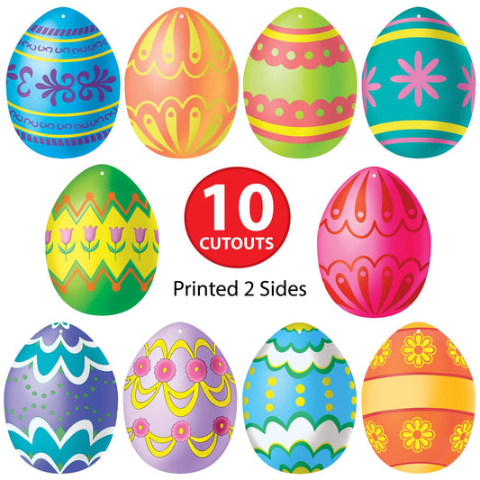Beistle Mini Easter Egg Cutouts – 10 Pack, 4.5-Inch, Dual-Sided Cardstock