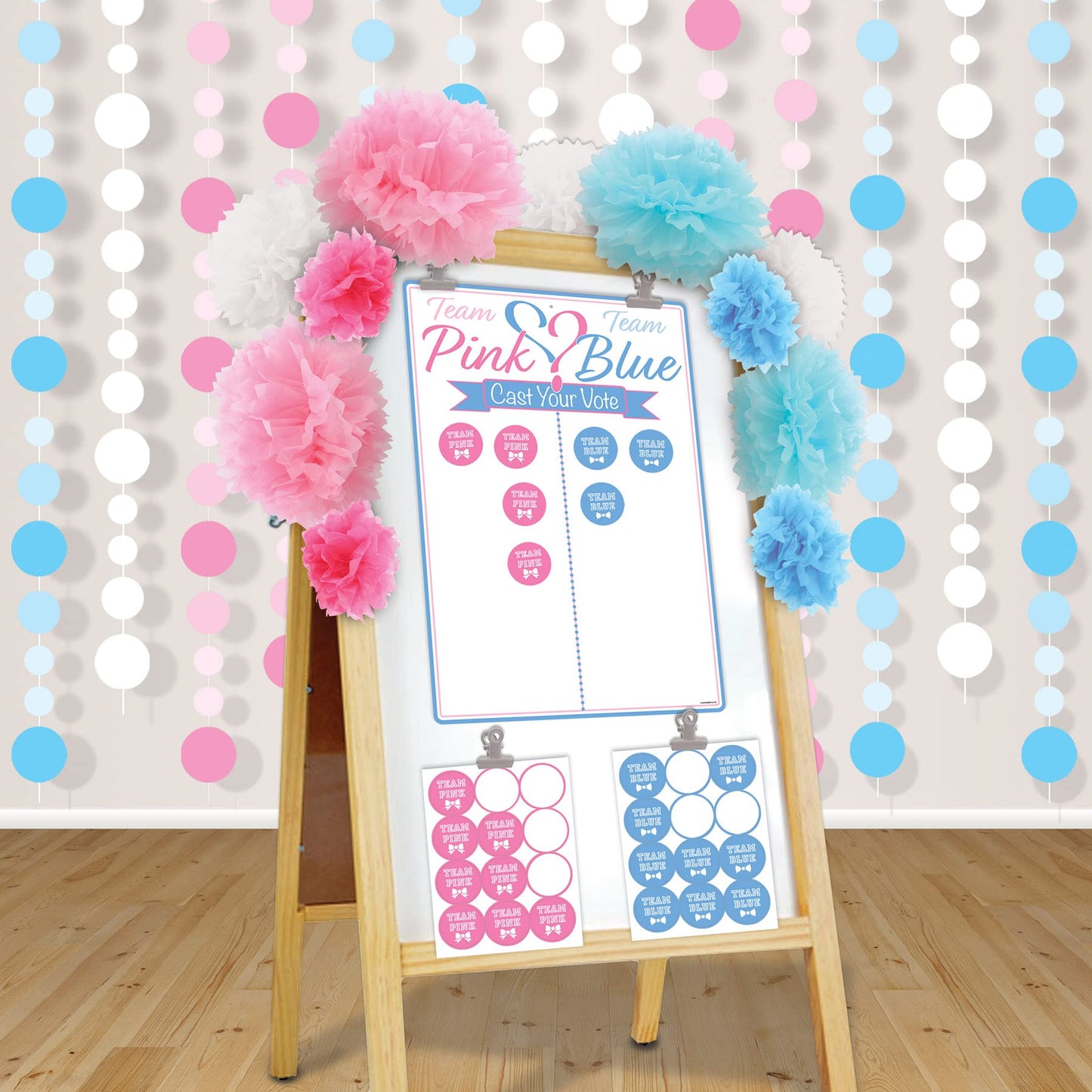 Beistle Team Blue & Team Pink Gender Reveal Stickers – 2 Sheets (4x6) | Baby Shower Decorations