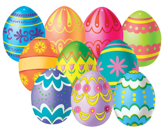 Beistle Mini Easter Egg Cutouts – 10 Pack, 4.5-Inch, Dual-Sided Cardstock