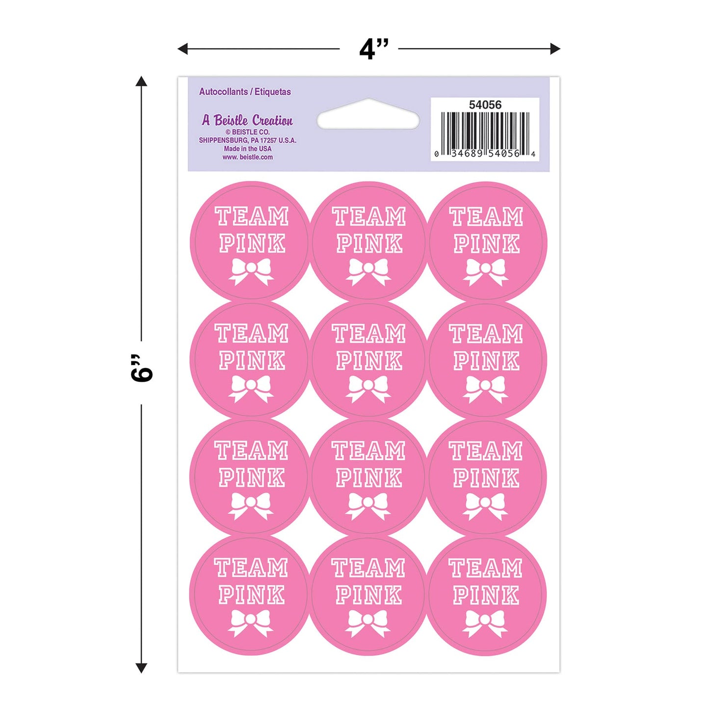 Beistle Team Blue & Team Pink Gender Reveal Stickers – 2 Sheets (4x6) | Baby Shower Decorations