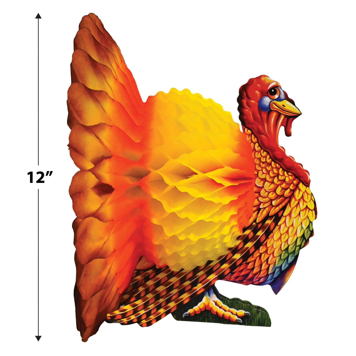Beistle Colorful Tissue Turkey Centerpiece – 12-Inch Honeycomb Thanksgiving Table Decor