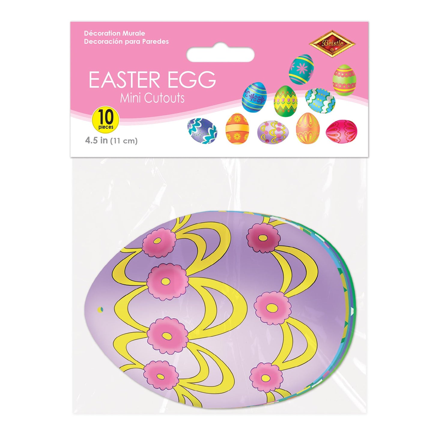 Beistle Mini Easter Egg Cutouts – 10 Pack, 4.5-Inch, Dual-Sided Cardstock