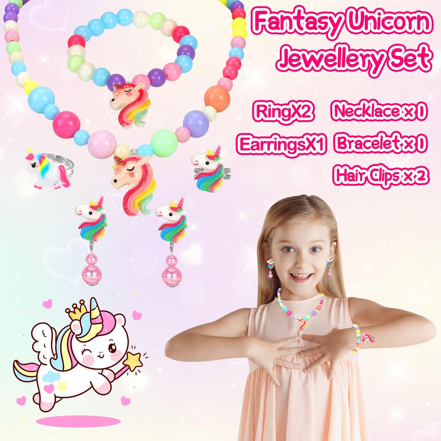 BEKALERZ Jewelry Play Set for Girls — Dress-Up Toys, Unicorn Theme, Ages 3-8