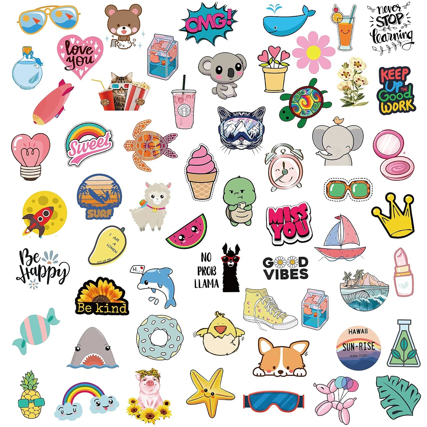 Bekayshad 200-Pack Water Bottle Stickers – Vinyl VSCO Aesthetic, Waterproof Decor