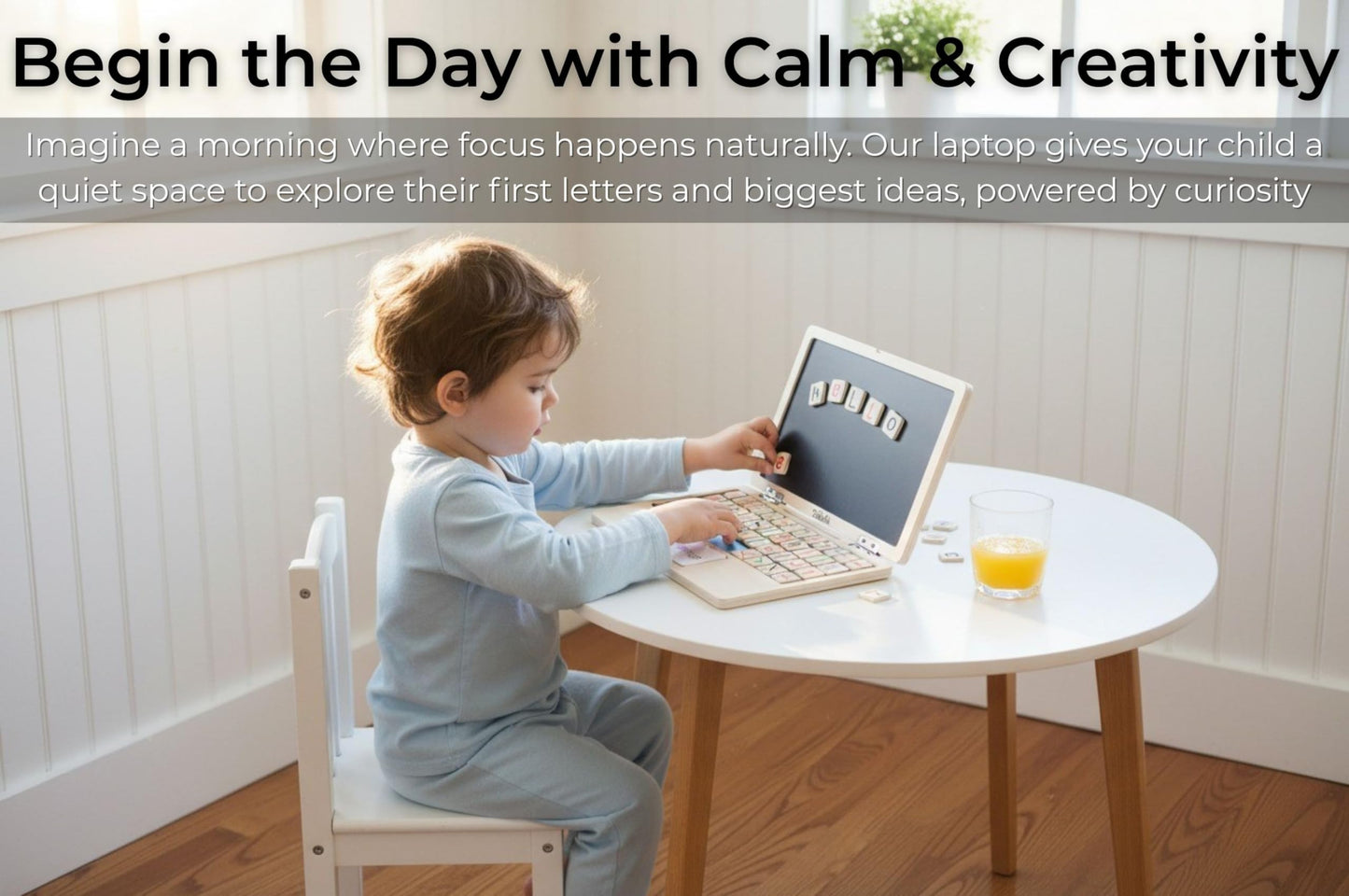 BEKILOLE Montessori Floral Laptop – Screen-Free Learning Toy with Flashcards