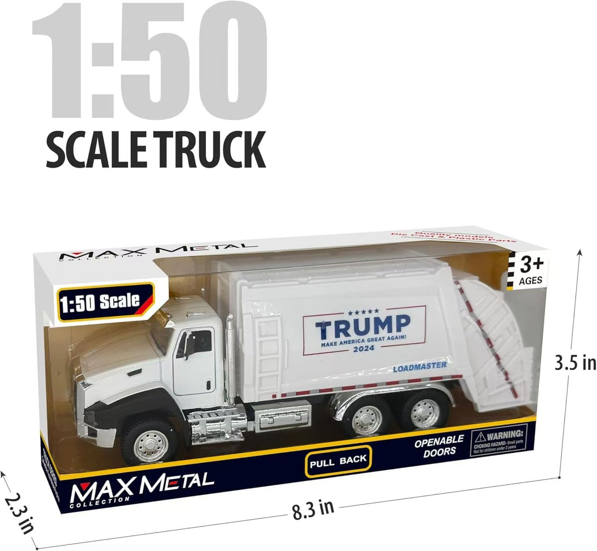 BELLESTILE Garbage Truck Toy with Real Sound & Lights – 1:50 Pull-Back Vehicle for Fun & Collecting