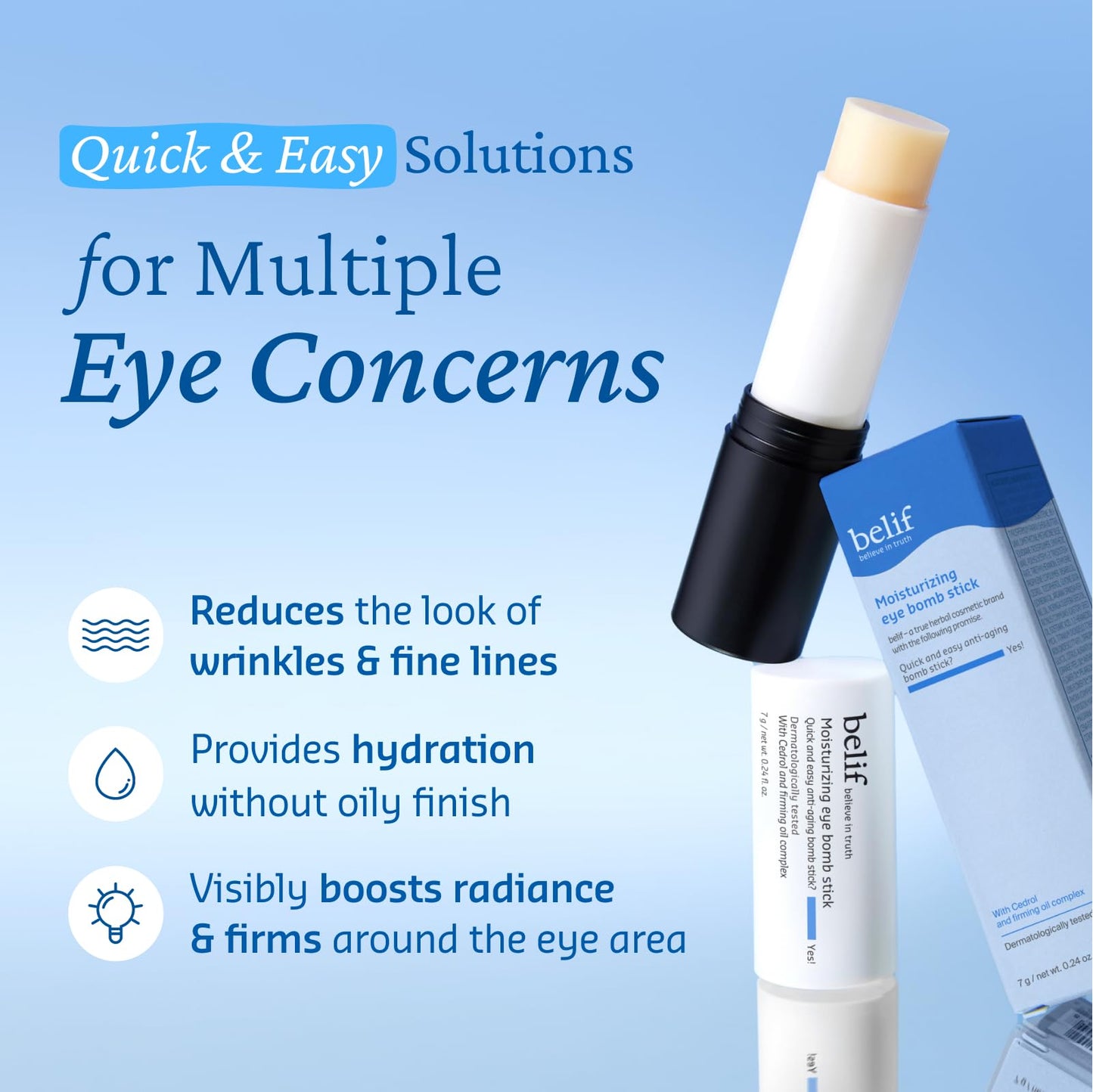 belif Moisturizing Eye Bomb Stick – Hydrating, Brightening & Firming Eye Balm with Shea Butter & Firming Oil Complex | K-Beauty