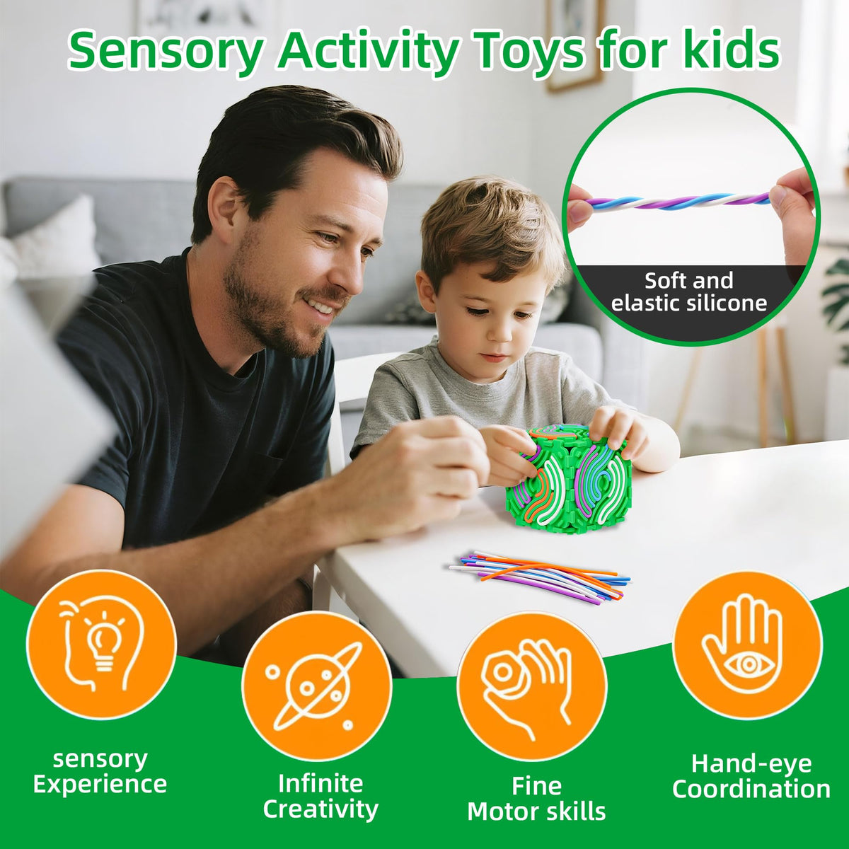 BELLESTILE 6PCS Silicone Sensory Activity Board – Travel Fidget Toy for Calm, Focus, and Open-Ended Play