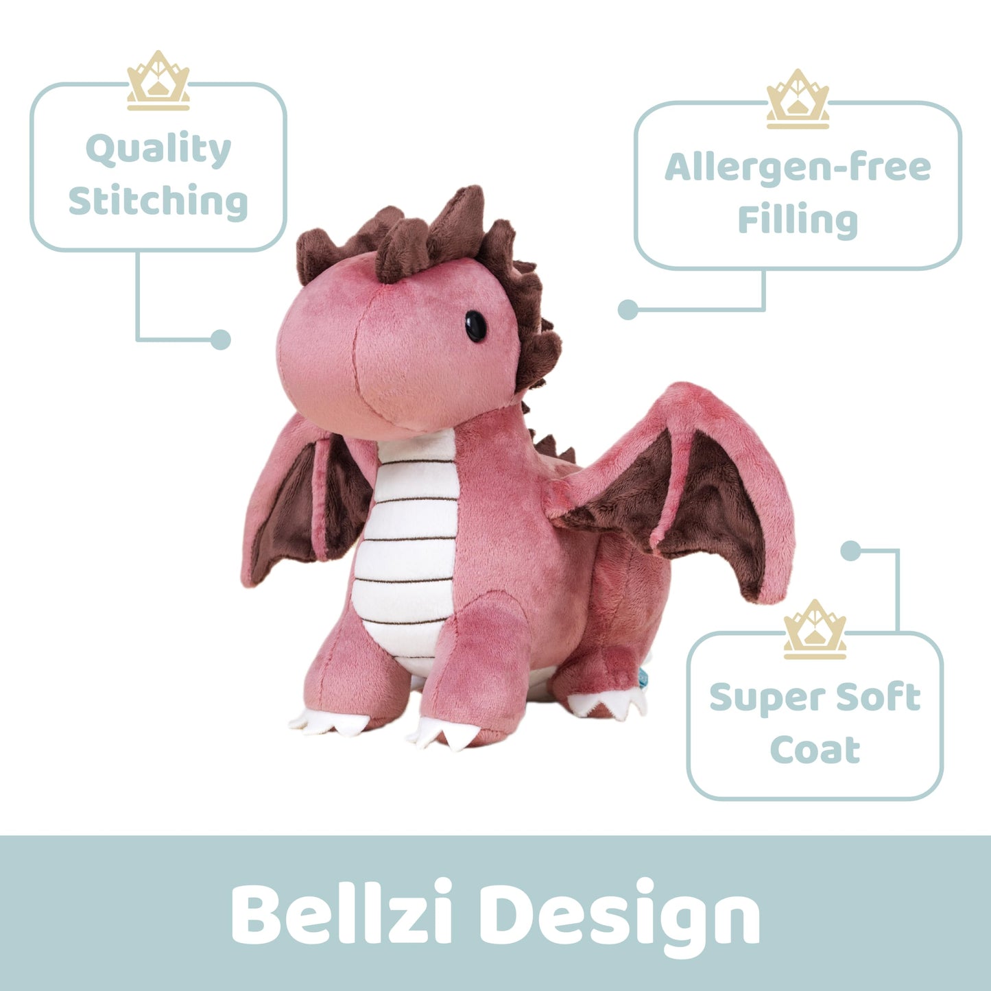 Bellzi Fire Dragon 11.5-Inch Plush – Draggi, Cute Dragon Toy for Kids