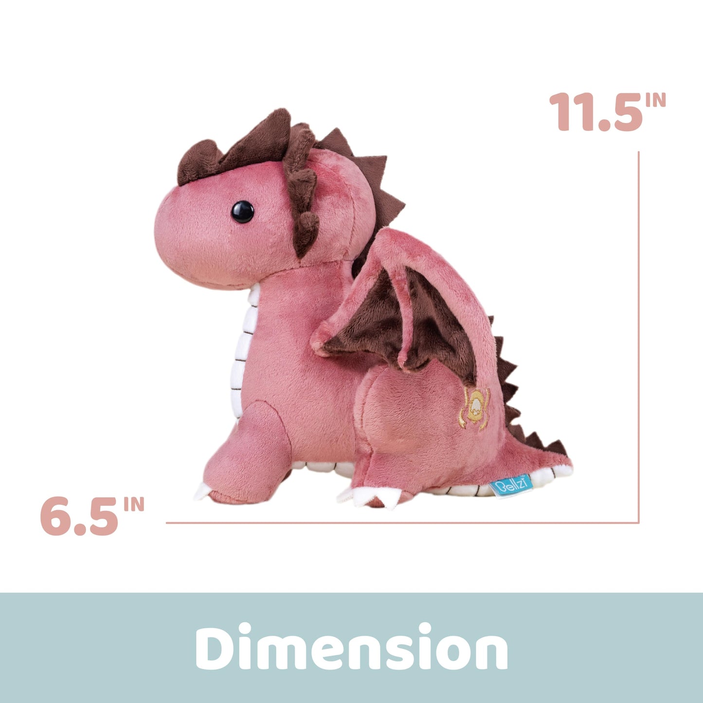 Bellzi Fire Dragon 11.5-Inch Plush – Draggi, Cute Dragon Toy for Kids
