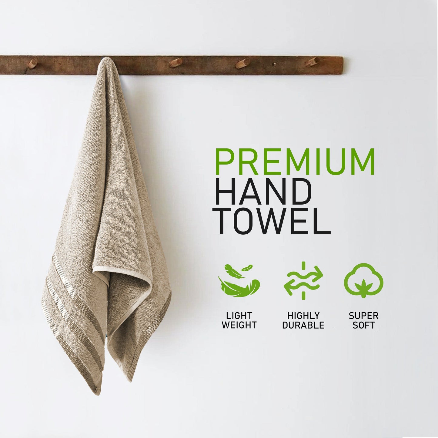 Belmont Viscose Stripe Beige Towels 100% Cotton Hotel Quality Super Absorbent 10 Piece Bale Set, 4 Hand Towel & 12 Face Cloths by OLIVIA ROCCO