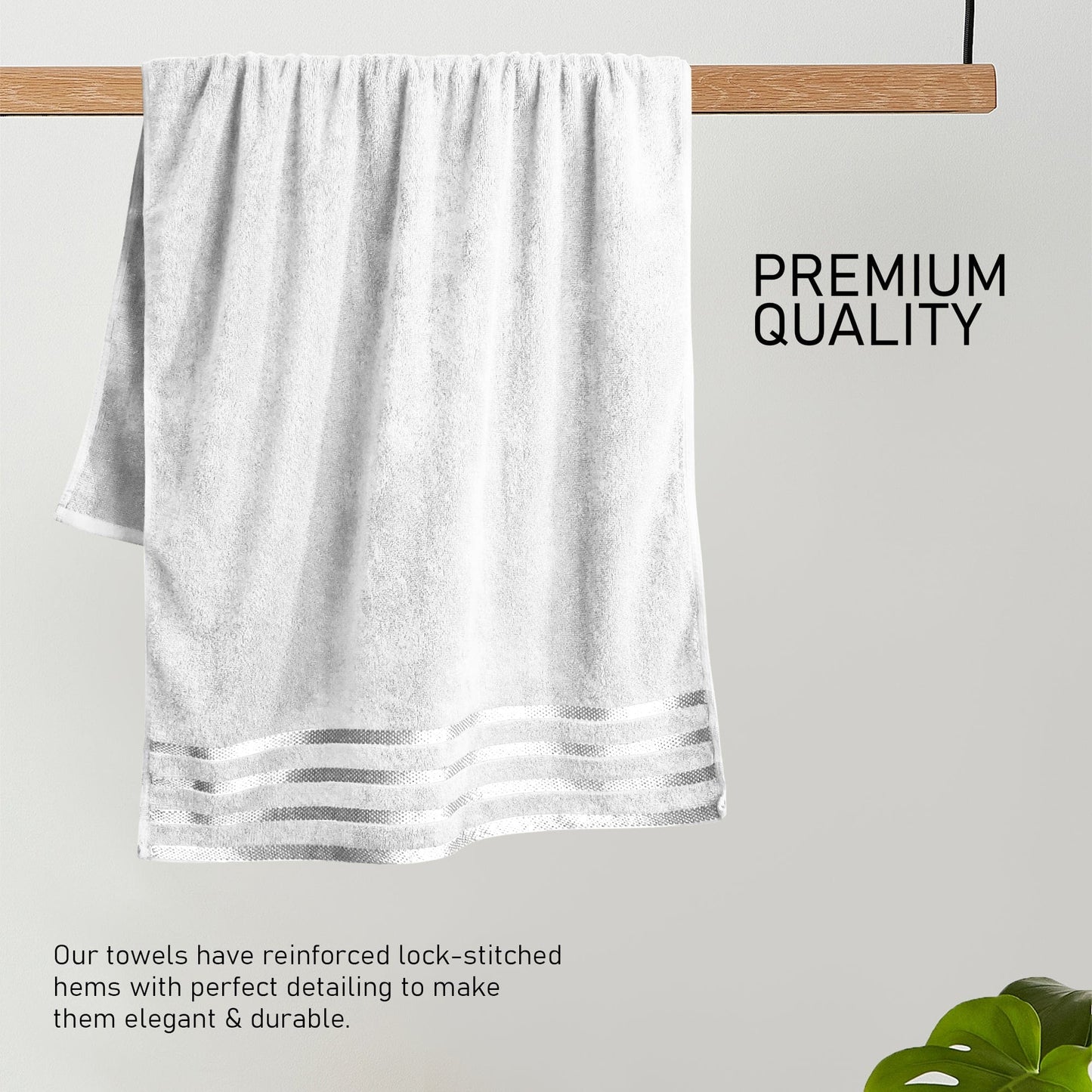 Belmont Viscose Stripe White Towels 100% Cotton Hotel Quality Super Absorbent 10 Piece Bale Set, 4 Hand Towel & 12 Face Cloths by OLIVIA ROCCO