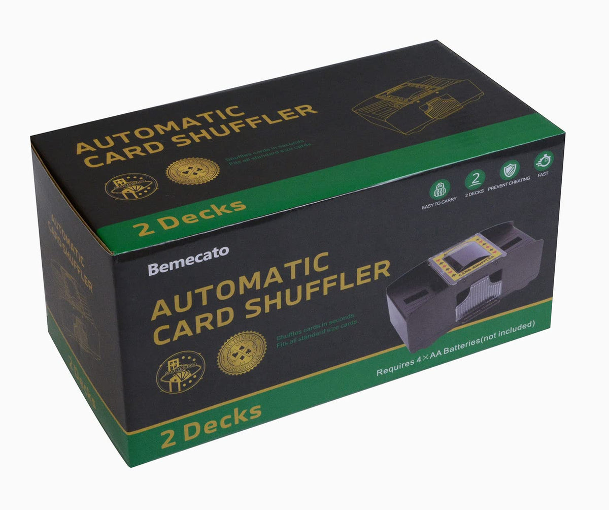 Bemecato Card Shuffler 1-2 Deck – Automatic Electric Shuffling Machine for Poker, UNO & More