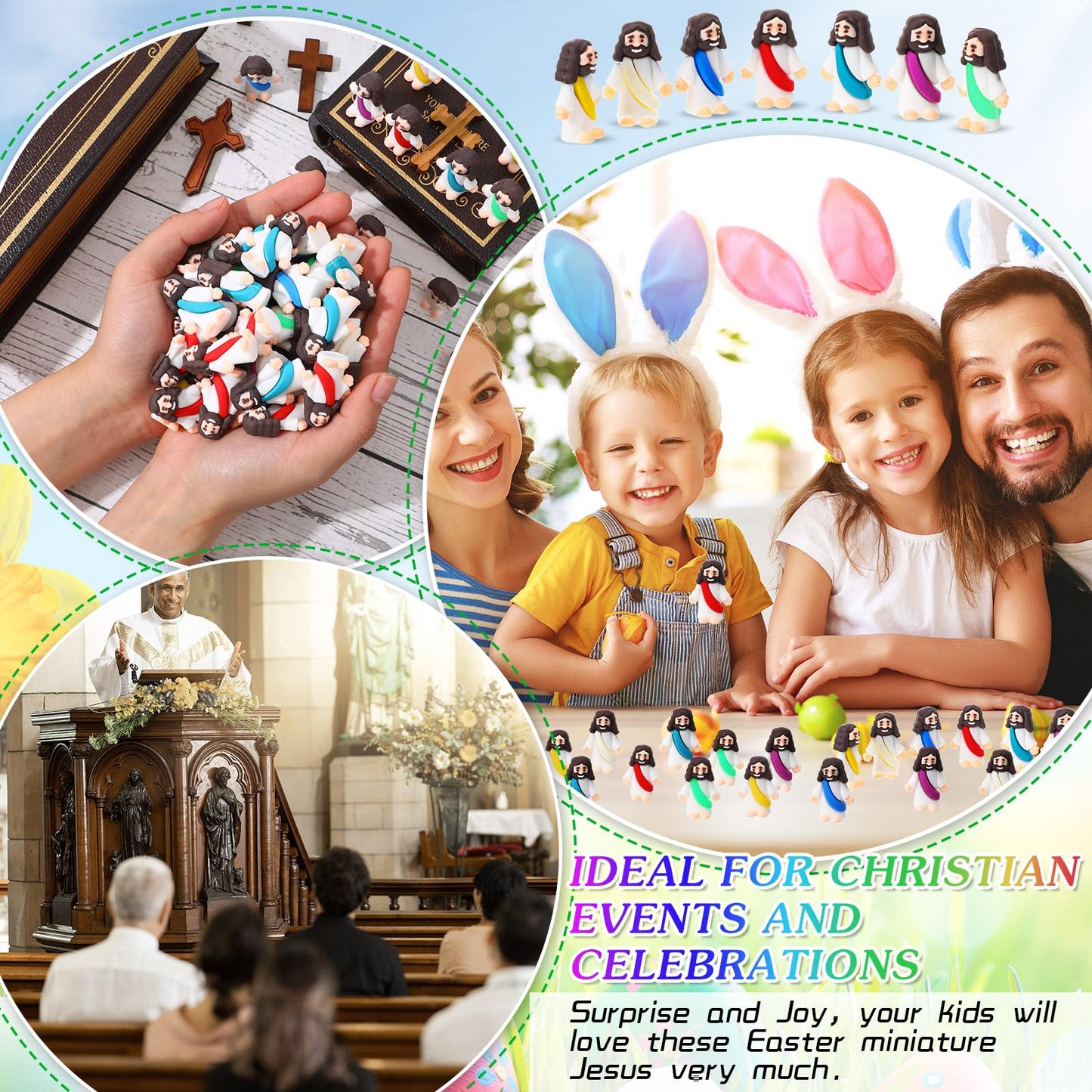 Bememo 100 Pcs Jesus Toys – Mini PVC Figurines for Easter, Sunday School & Party Favors