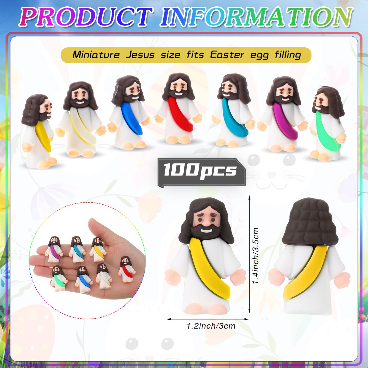 Bememo 100 Pcs Jesus Toys – Mini PVC Figurines for Easter, Sunday School & Party Favors