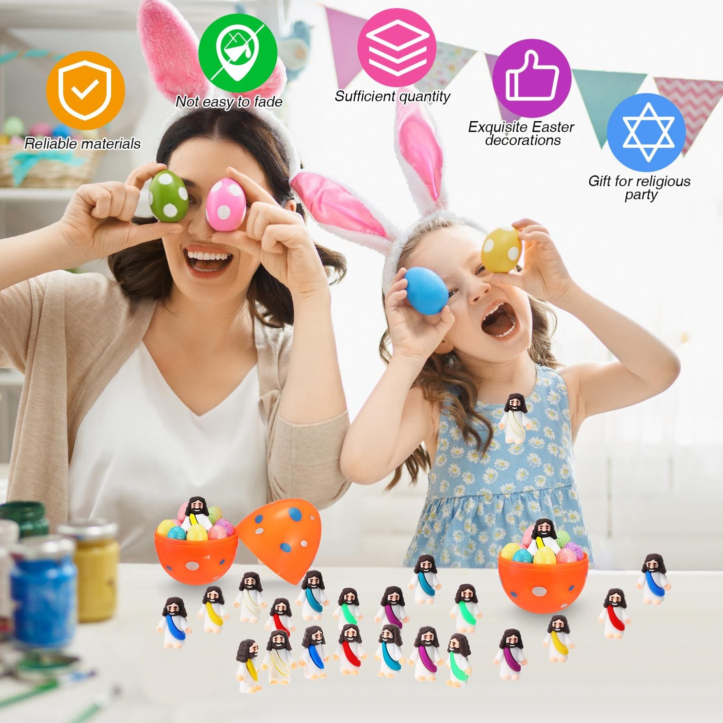 Bememo 100 Pcs Jesus Toys – Mini PVC Figurines for Easter, Sunday School & Party Favors