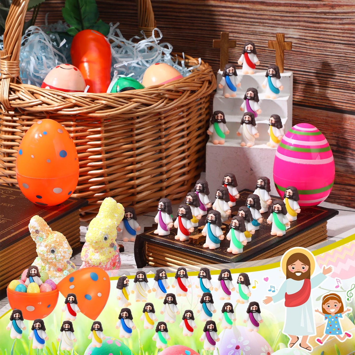 Bememo 100 Pcs Jesus Toys – Mini PVC Figurines for Easter, Sunday School & Party Favors