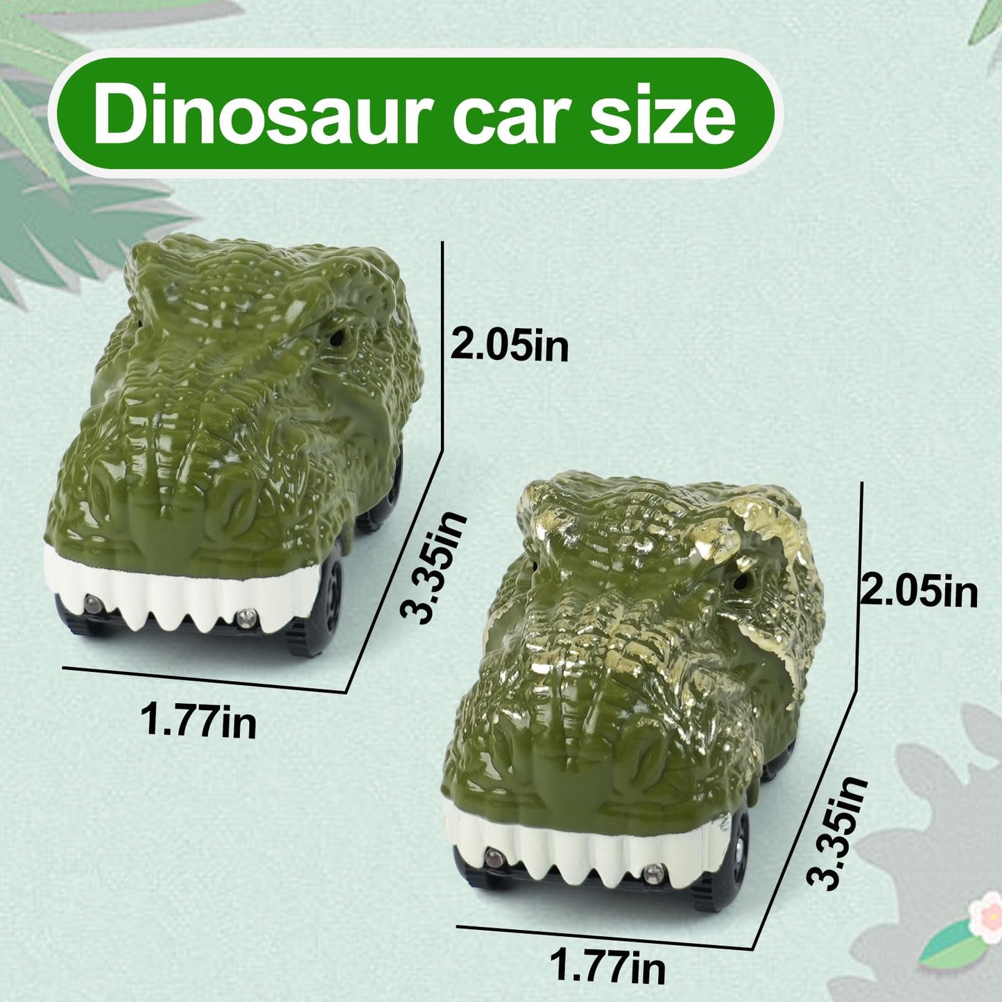 BEMITON Pack of 2 Dinosaur Car Toys with LED Lights – Replacement Race Cars for Dinosaur Tracks (Ages 3–7)