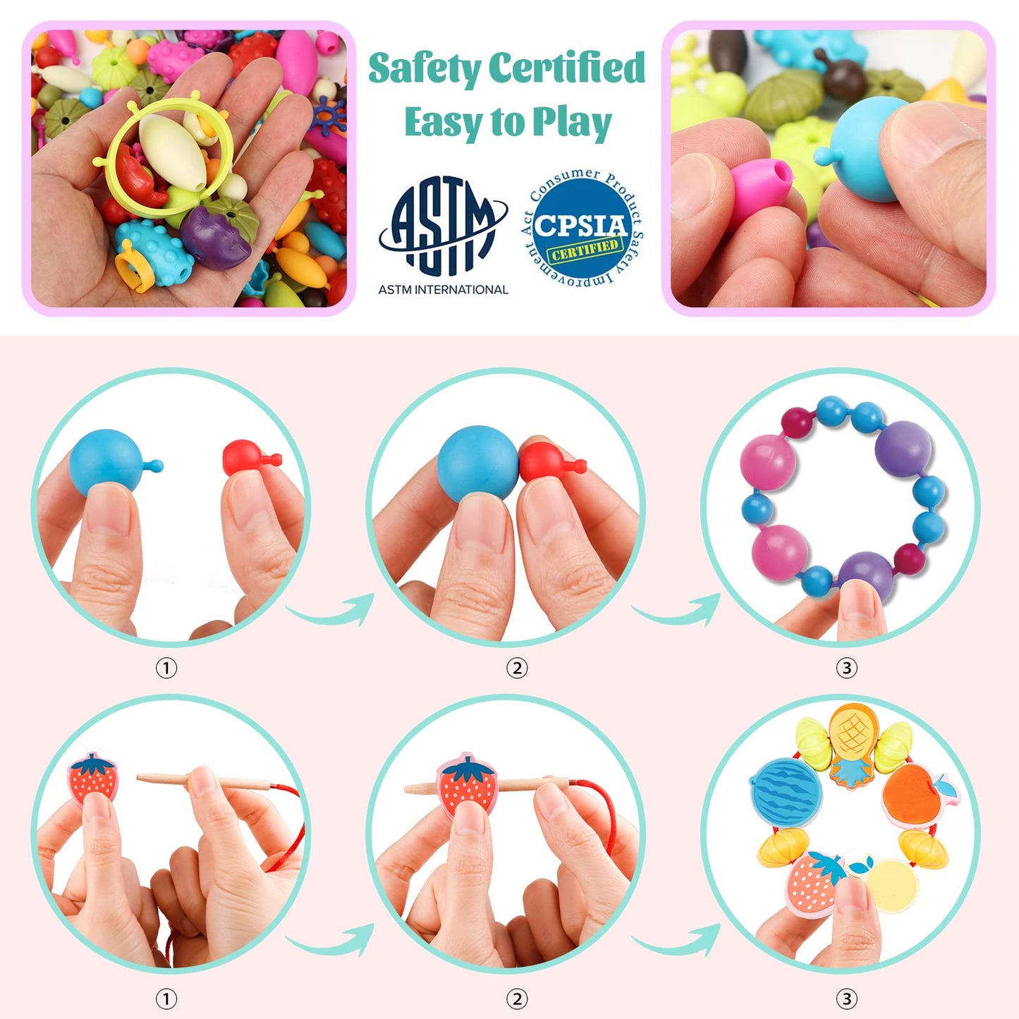 BEMITON Pop Beads Jewelry Kit – Ideal Birthday Gift for Girls 3-7