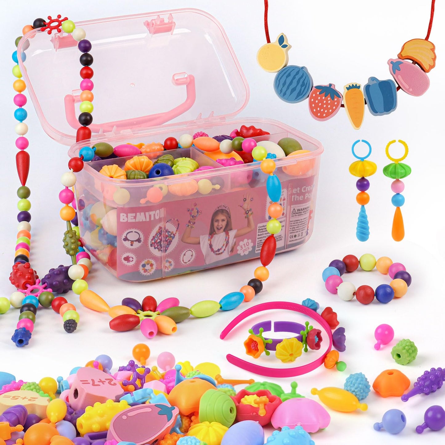 BEMITON Pop Beads Jewelry Kit – Ideal Birthday Gift for Girls 3-7