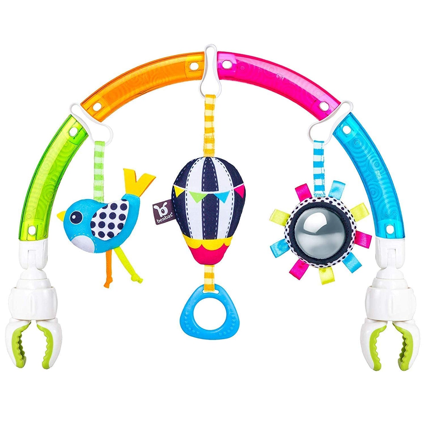 BENBAT Rainbow Dazzle Arch Toy – Adjustable Stroller Bar with Double-Sided Sensory Play
