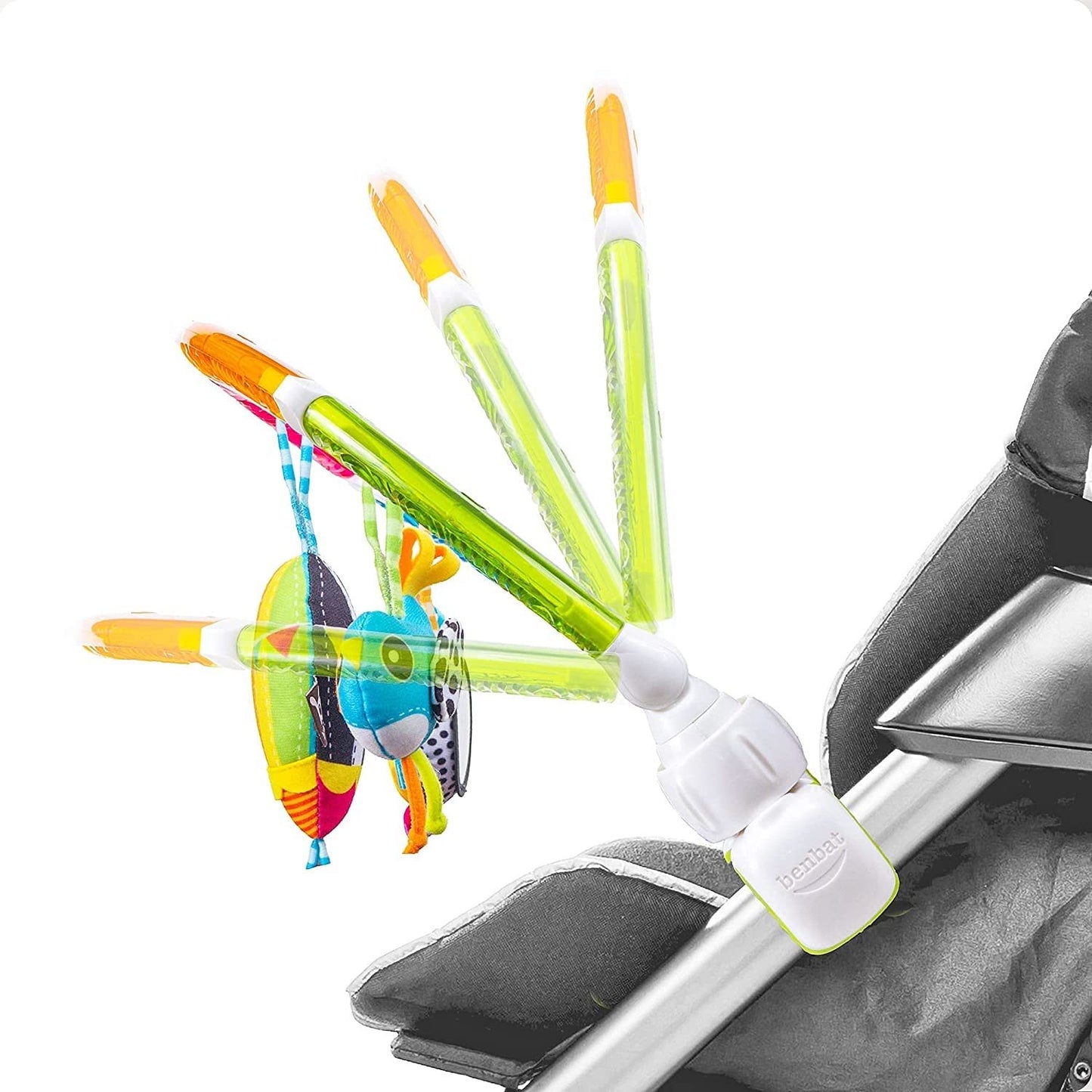 BENBAT Rainbow Dazzle Arch Toy – Adjustable Stroller Bar with Double-Sided Sensory Play