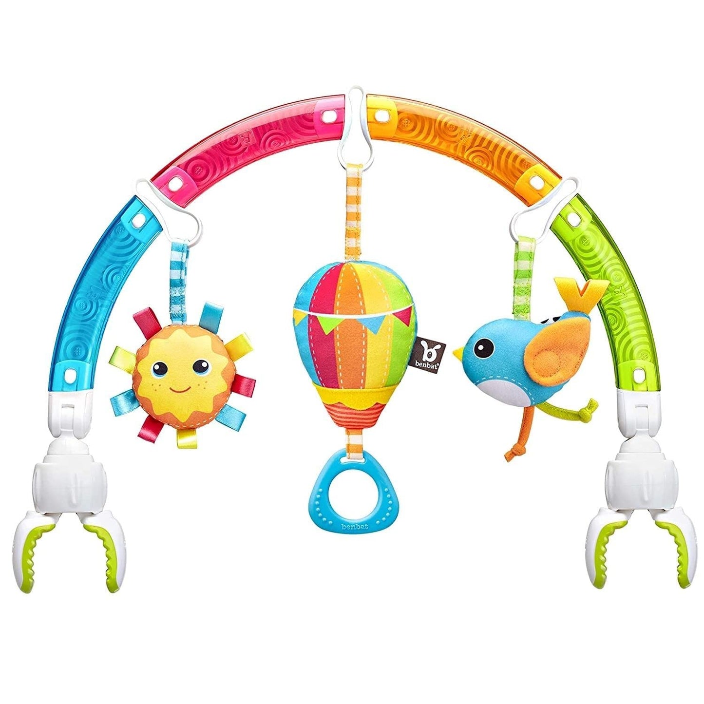 BENBAT Rainbow Dazzle Arch Toy – Adjustable Stroller Bar with Double-Sided Sensory Play