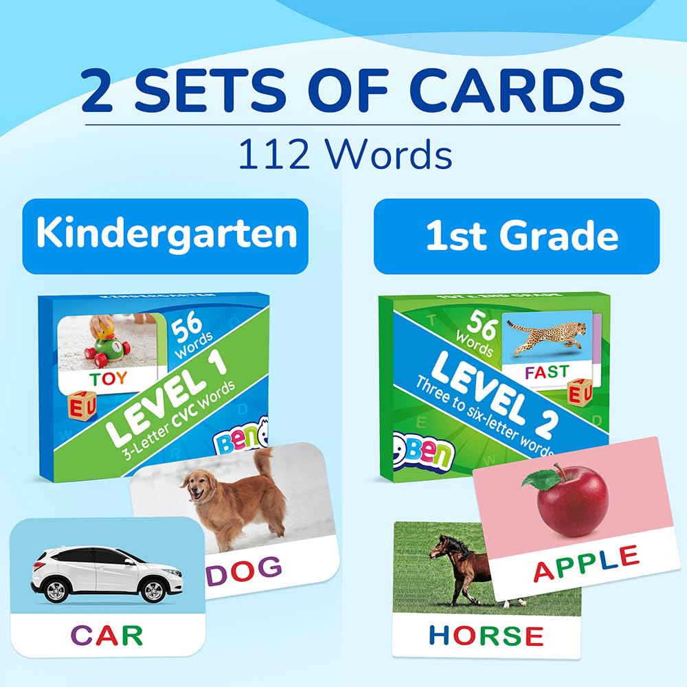 BenBen Spelling Games with Flash Cards | Montessori Wooden Letters for 3-6 Year Olds