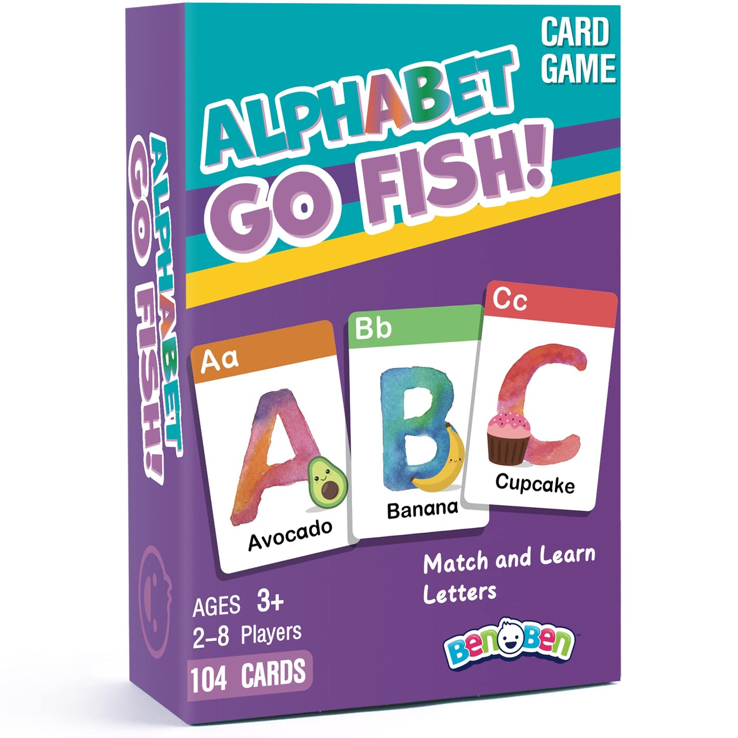 BenBen Alphabet Go Fish Card Game – 104 Jumbo Cards for Letter Learning