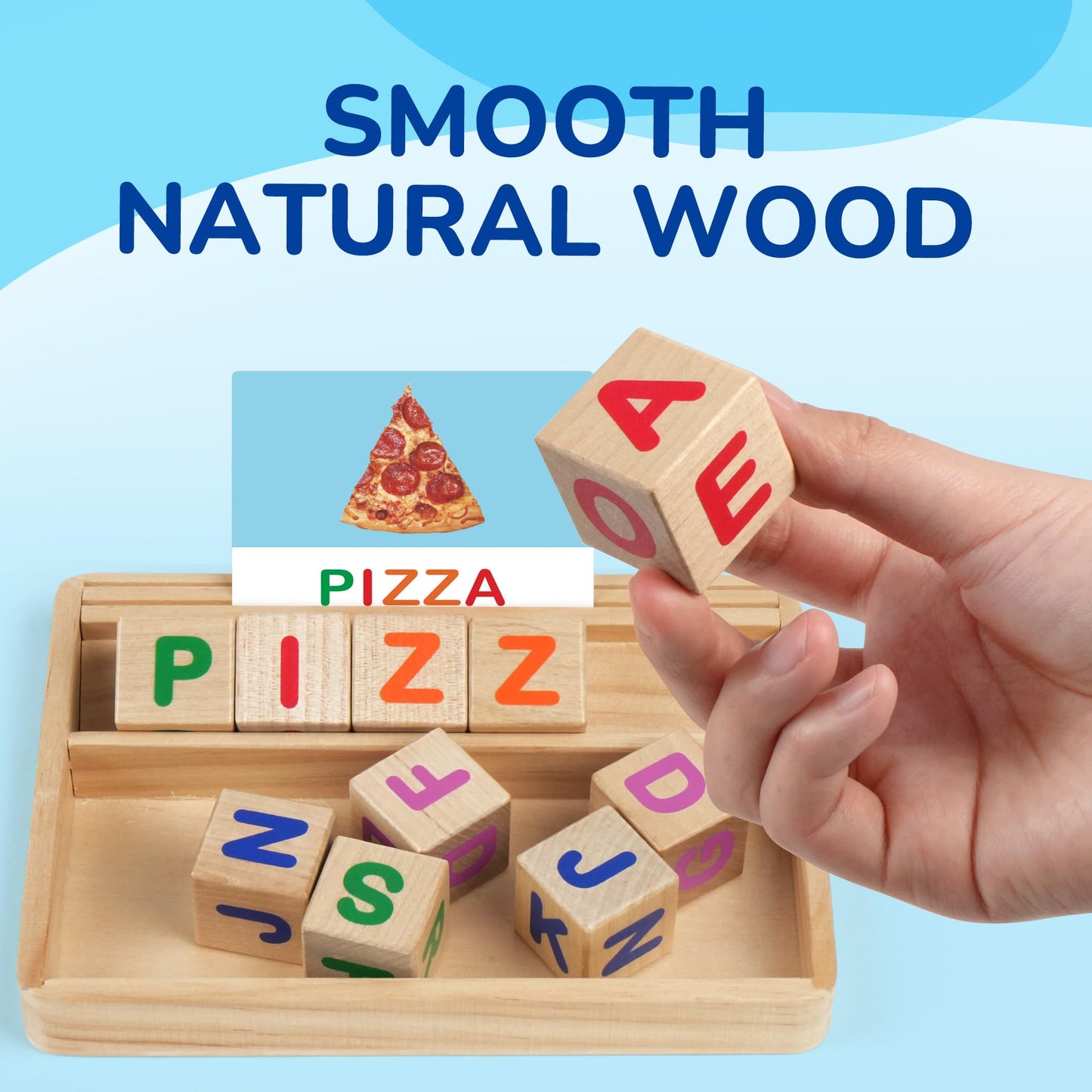 BenBen Spelling Games with Flash Cards | Montessori Wooden Letters for 3-6 Year Olds