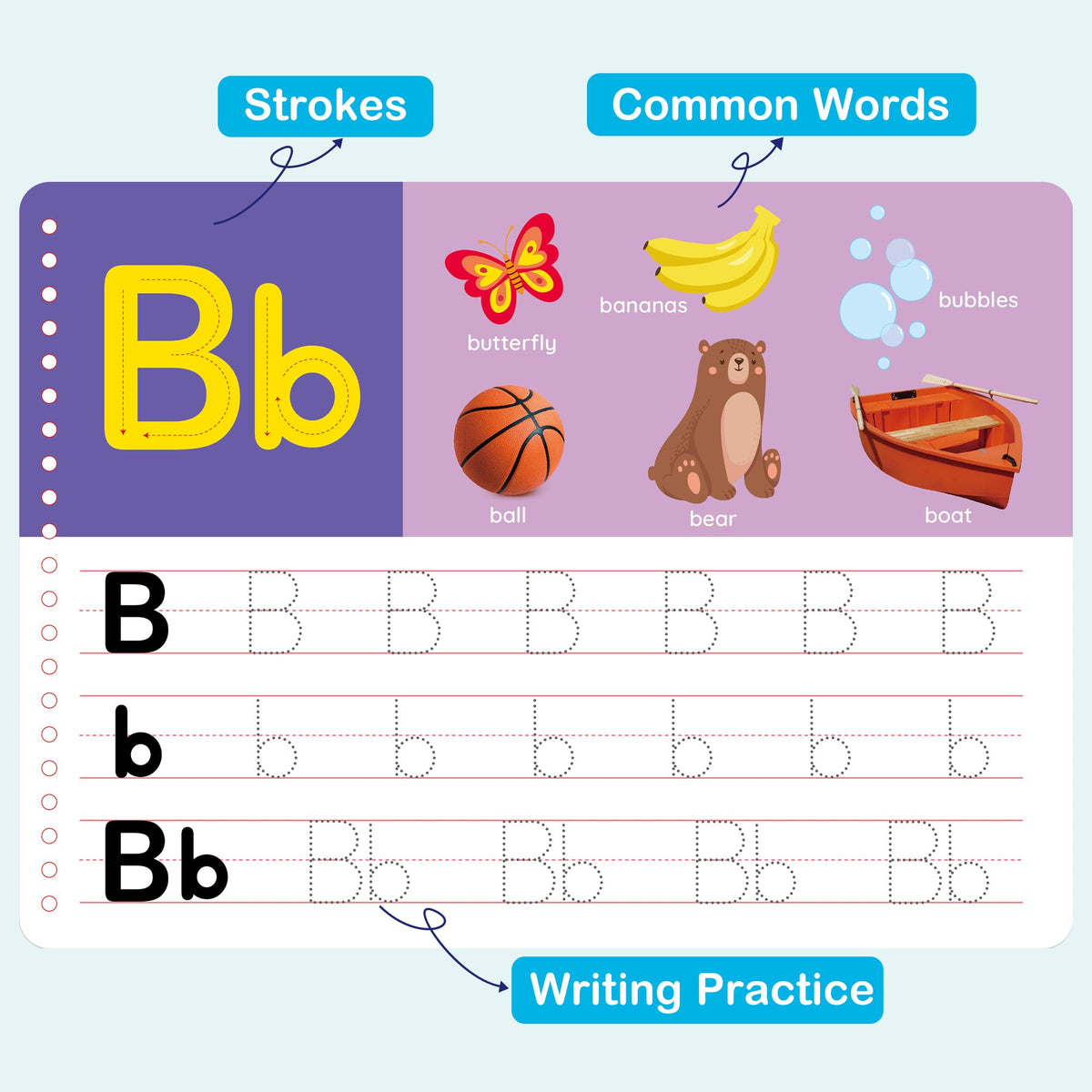BenBen Preschool Learning Activities — 52-Page Tracing & Writing Workbook for Ages 3-5