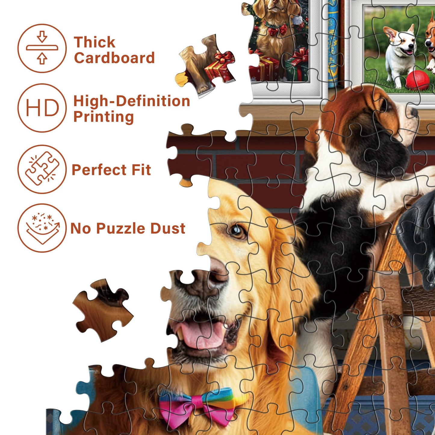 BenBen 1000-Piece Dog Puzzle: Dogs' Dinner Party with Back Letter Hints